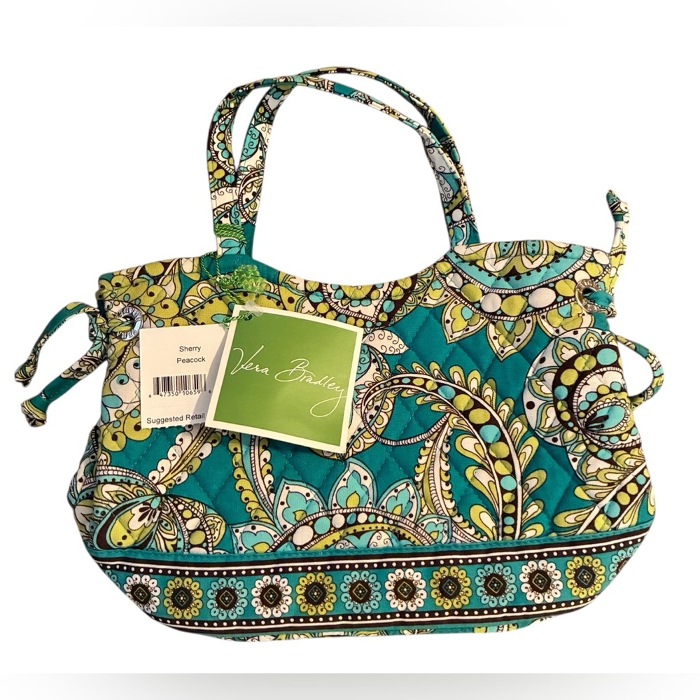 NWT VERA BRADLEY SHERRY HANDBAG IN PEACOCK PATTERN
